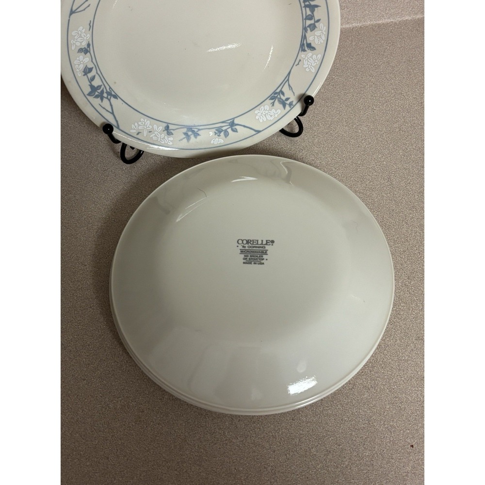 Corelle First Of Spring Set Of 5 Bread & Butter Plates Blue & White On Beige - Picture 5 of 5